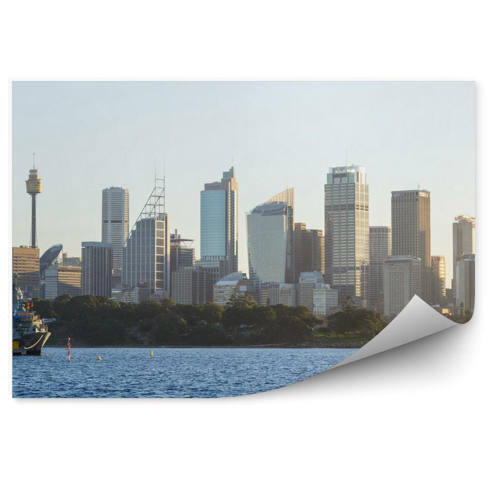 Okleina na ścianę wieżowce drzewa łodzie ocean Sydney