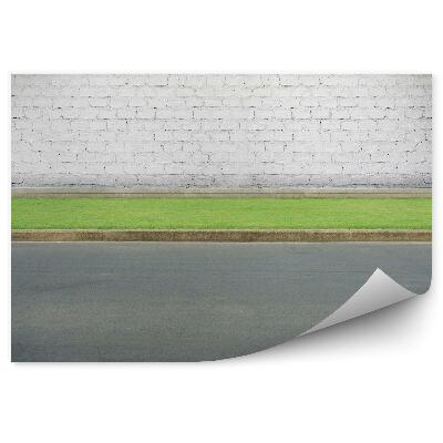 Okleina na ścianę Boczna droga zbliżenie biała ściana mur