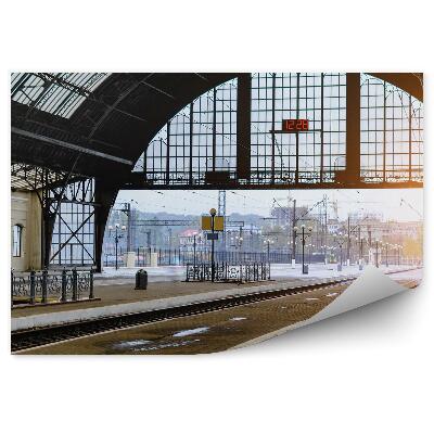Okleina na ścianę Pusty dworzec kolejowy światła podróż