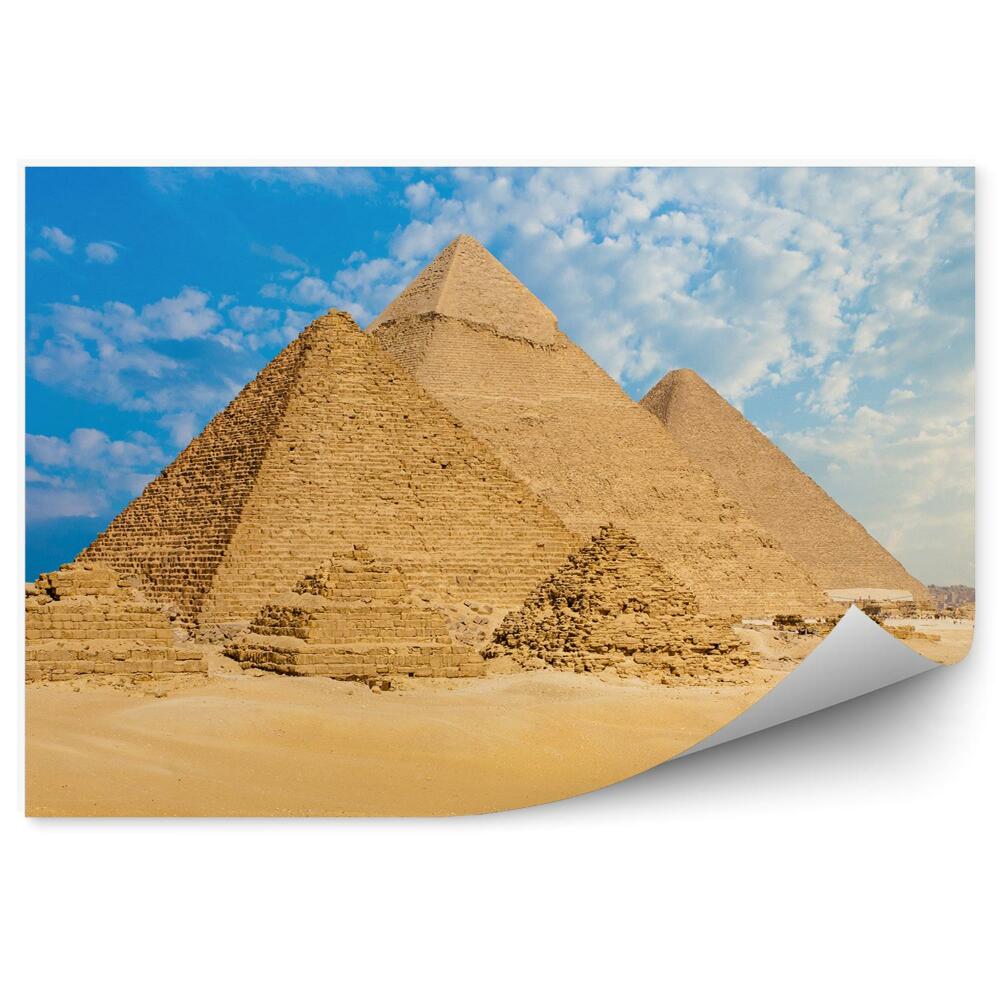 Okleina ścienna Piramidy w linii pustynia piasek wielbłądy