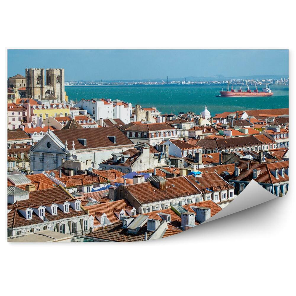 Fototapeta na ścianę widok z lotu ptaka Lizbona budynki ocean statek