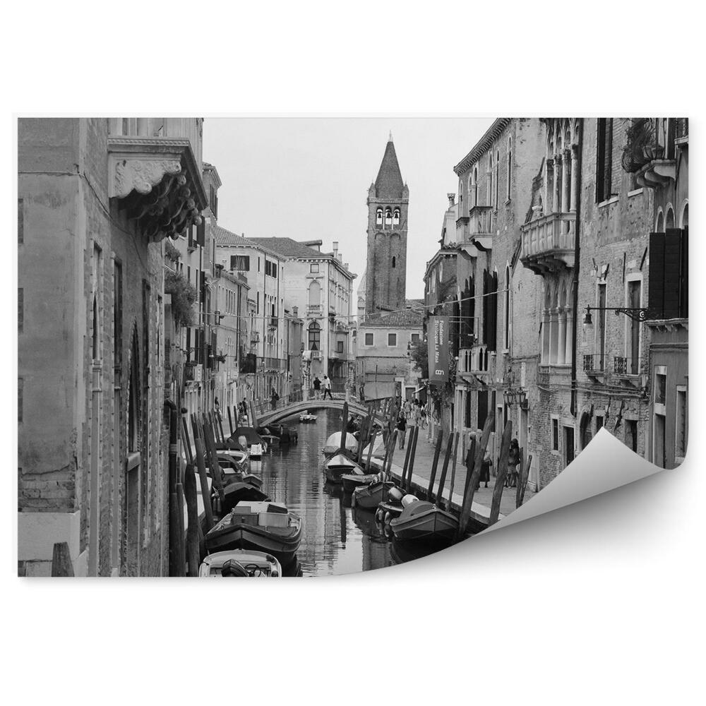 Fototapeta na ścianę sepia mały kanał Wenecja Włochy łodzie