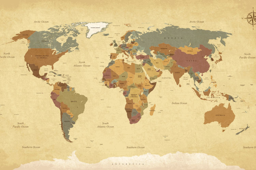 Fototapety Mapa świata vintage