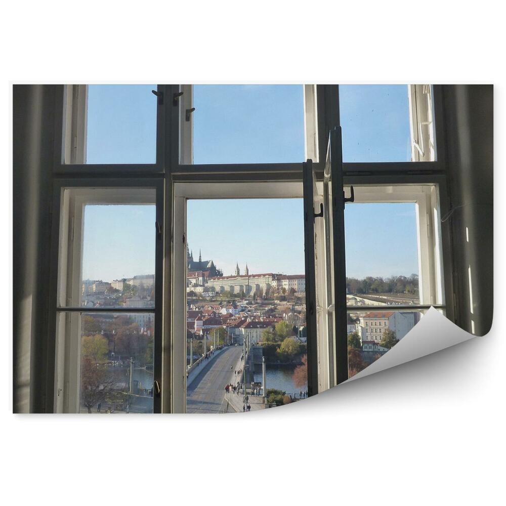 Fototapeta na ścianę Stare okno i widok na hradczany