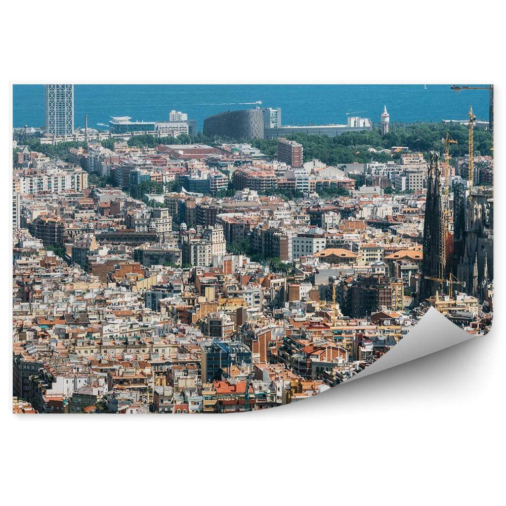 Okleina ścienna Sagra Familia panorama miasta Barcelona