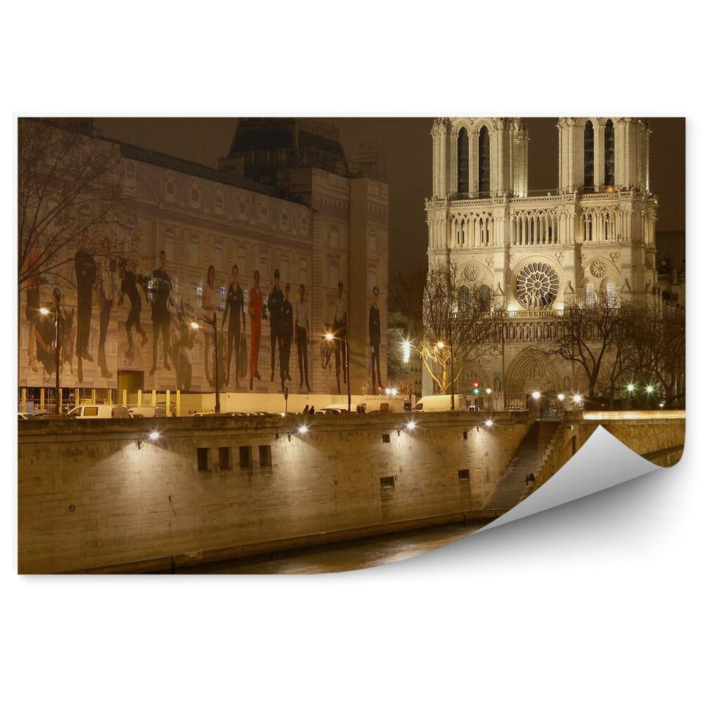 Fototapeta Notre Dame mosty rzeka drzewa Paryż budynek