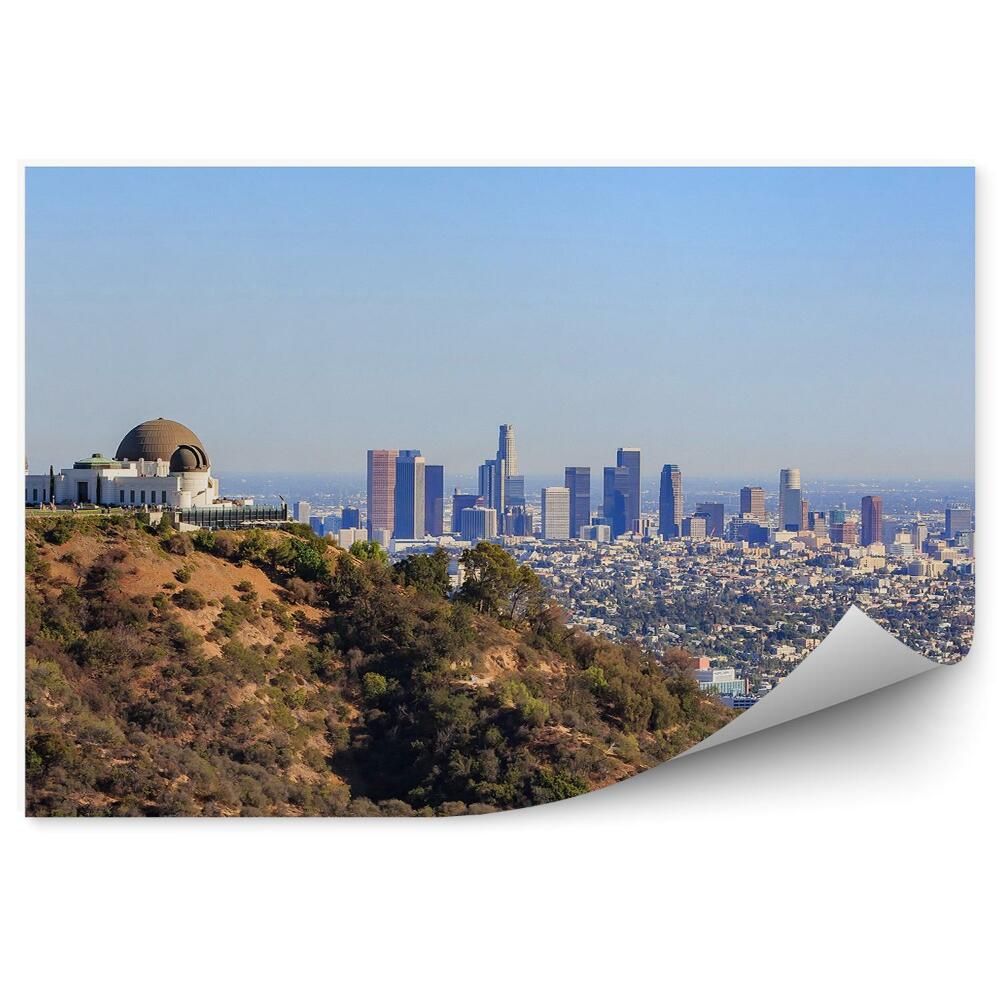 Fototapeta wieżowce świątynia wzgórze drzewa niebo Los Angeles