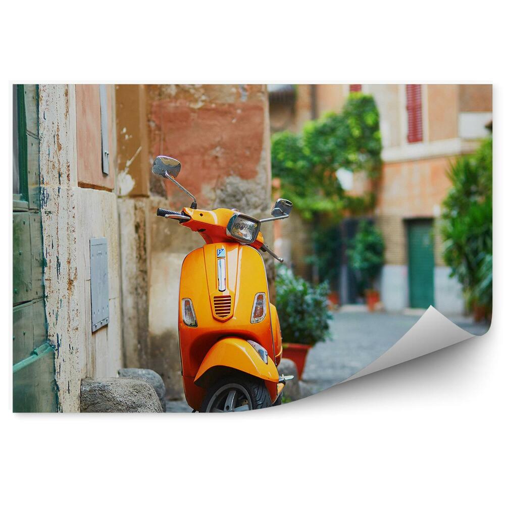Fototapeta na ścianę Pomarańczowy skuter w bocznej uliczce