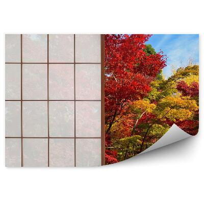 Fototapeta Kolorowy las okno japonia