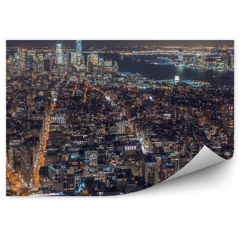 Fototapeta widok z lotu ptaka Nowy Jork wieżowce światła