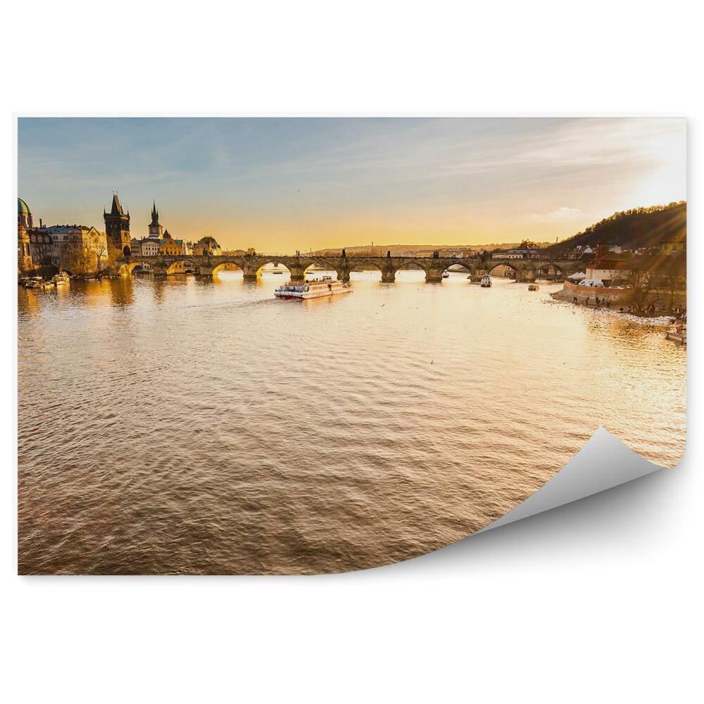 Okleina ścienna Rzeka woda zachód słońca Praga
