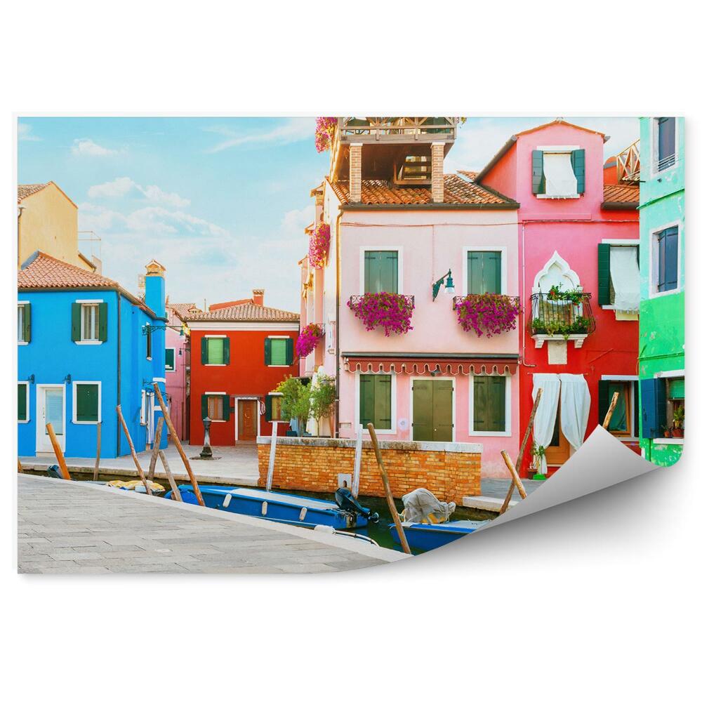 Fototapeta na ścianę kolorowe domy kanał łodzie Wenecja Włochy