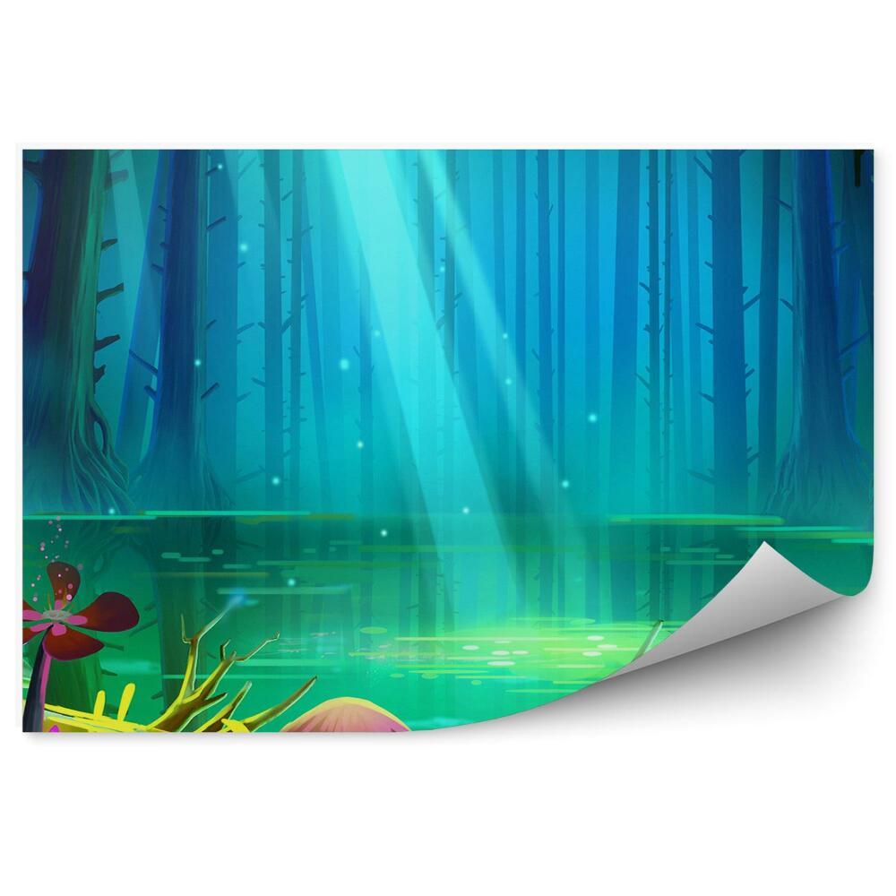 Fototapeta na ścianę Grafika jezioro w środku ciemnego lasu