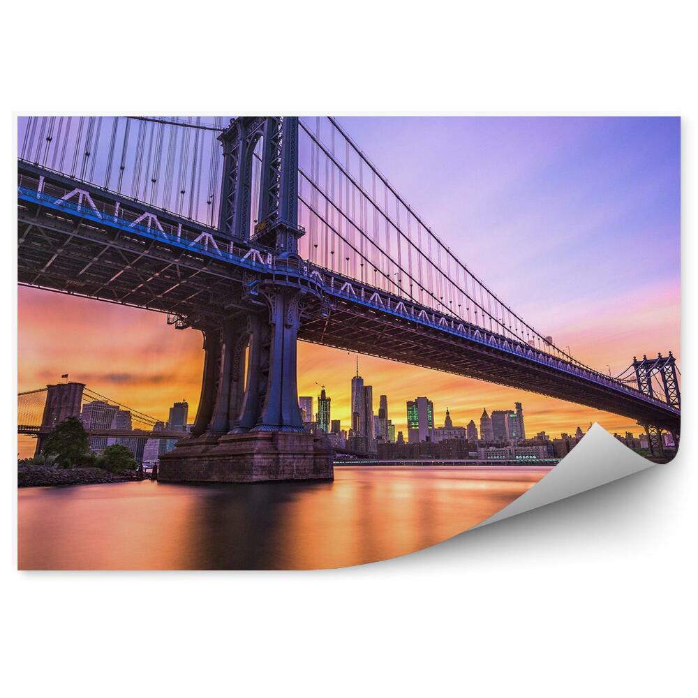 Fototapeta most Brookliński rzeka Hudson budynki zachód słońca Nowy Jork