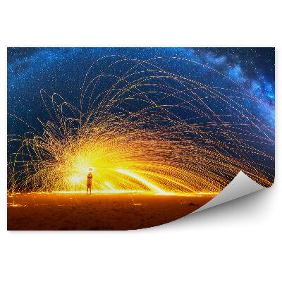 Fototapeta Łuki droga mleczna ogień światło pustynia niebo gwiazdy galaktyka kosmos