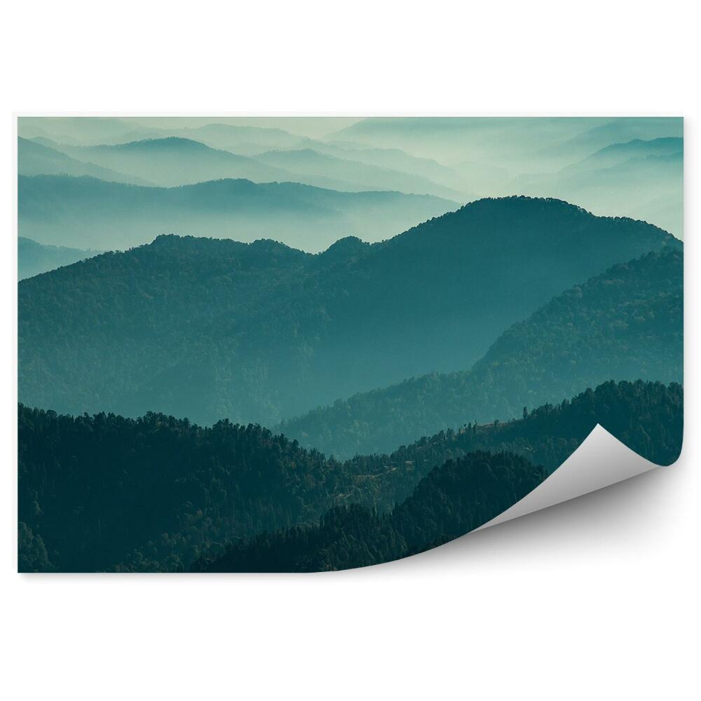Okleina ścienna Pejzaz widok lasy góry mgła