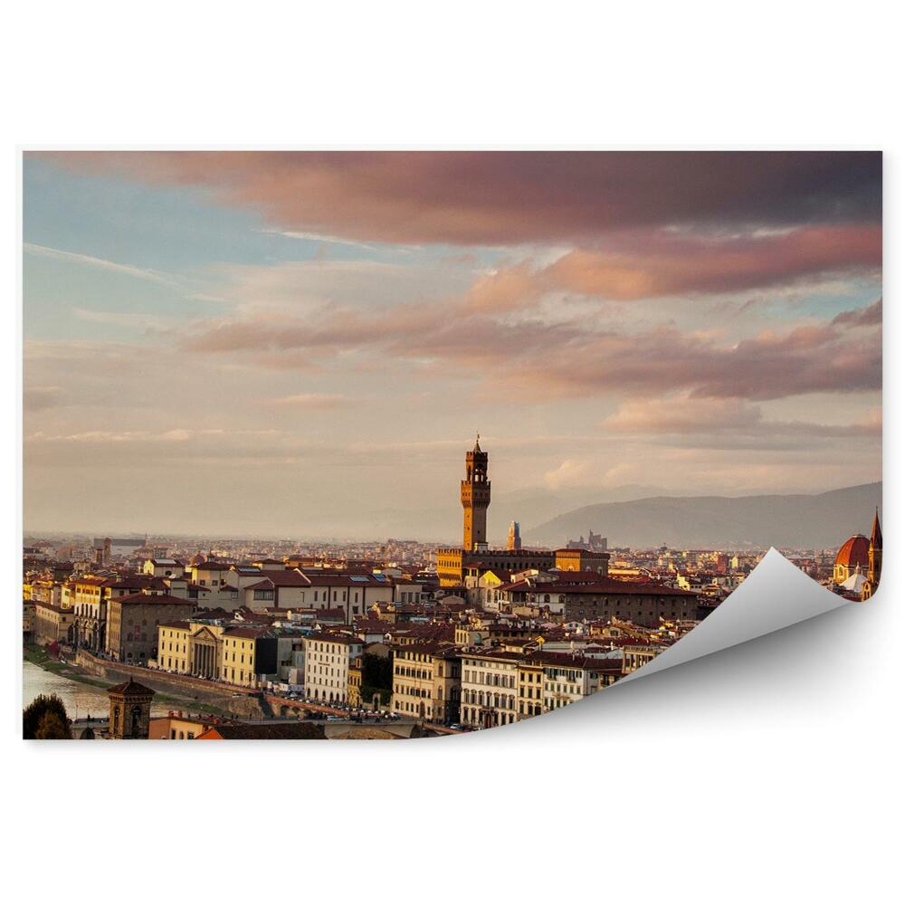 Fototapeta Panorama florencji włochy most złotników rzeka widok niebo chmury