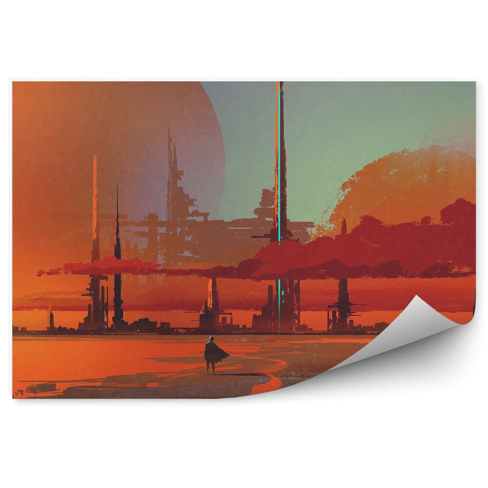 Okleina na ścianę Człowiek konstrukcja pustynia księżyc sci-fi