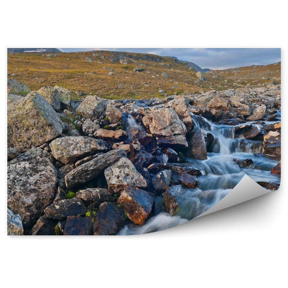 Okleina ścienna Szwecja góry skały strumień
