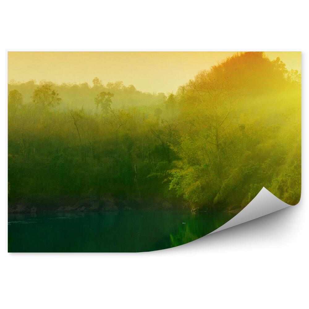 Fototapeta Zachód słońca dżungla jezioro tajlandia