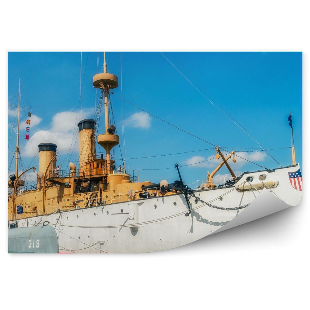 Okleina na ścianę Statek ameryka flagi port woda