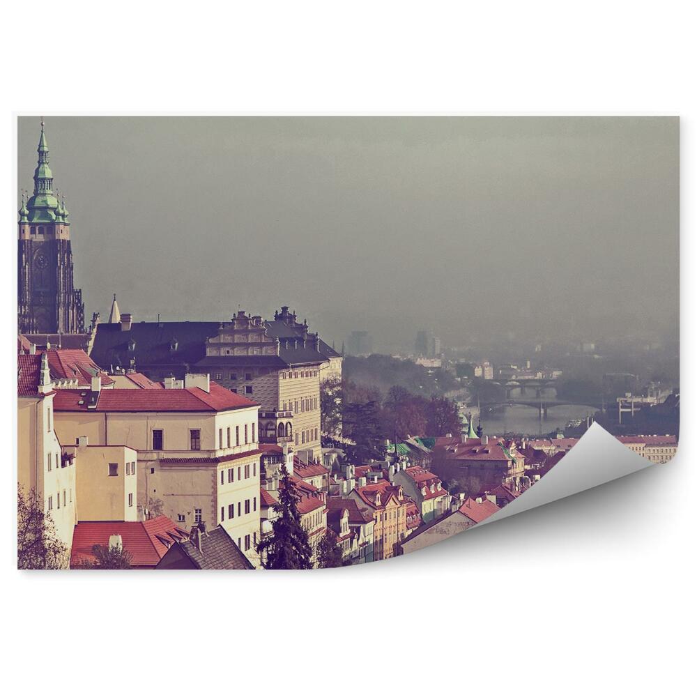 Okleina na ścianę widok z lotu ptaka Praga