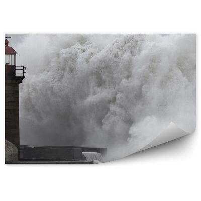 Fototapeta na ścianę Spienione duże fale latarnia morska