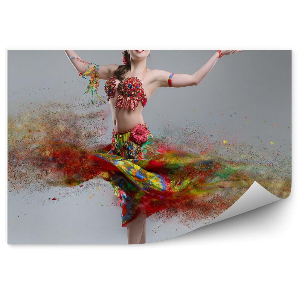 Fotopeta Tancerka kolorowy strój abstrakcja dym ciało
