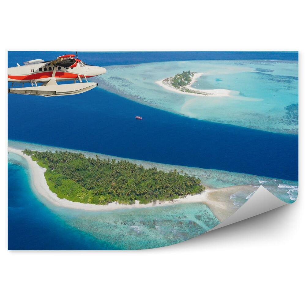 Fotopeta Samolot latający nad malediwy wyspy