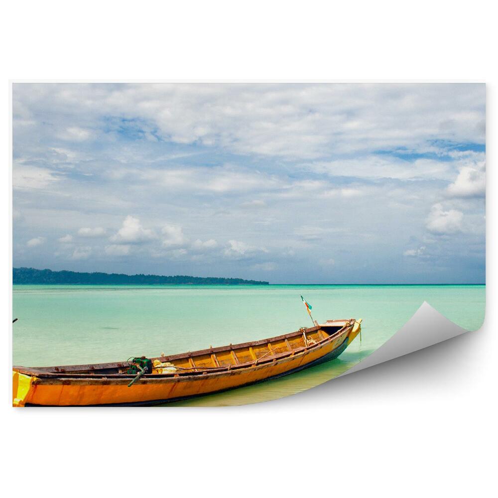 Fototapeta Tradycyjna łódź indie wyspa woda chmury