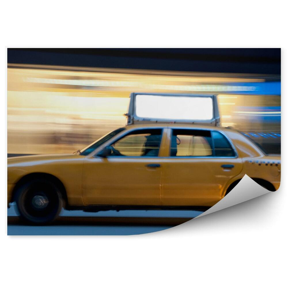 Fototapeta na ścianę Żółta amerykańska taksówka w ruchu