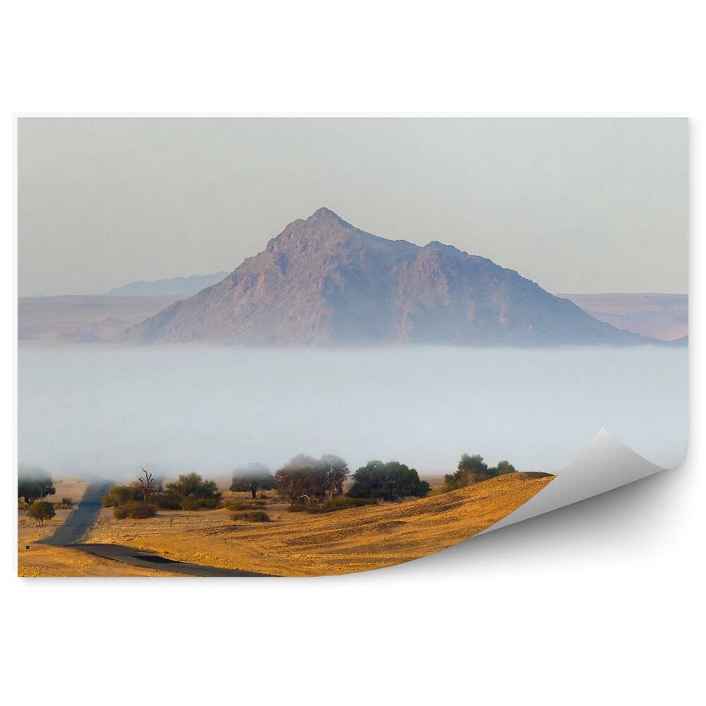Okleina ścienna Mgła nad droga asfaltowa pustynia namib góry niebo poranna mgła