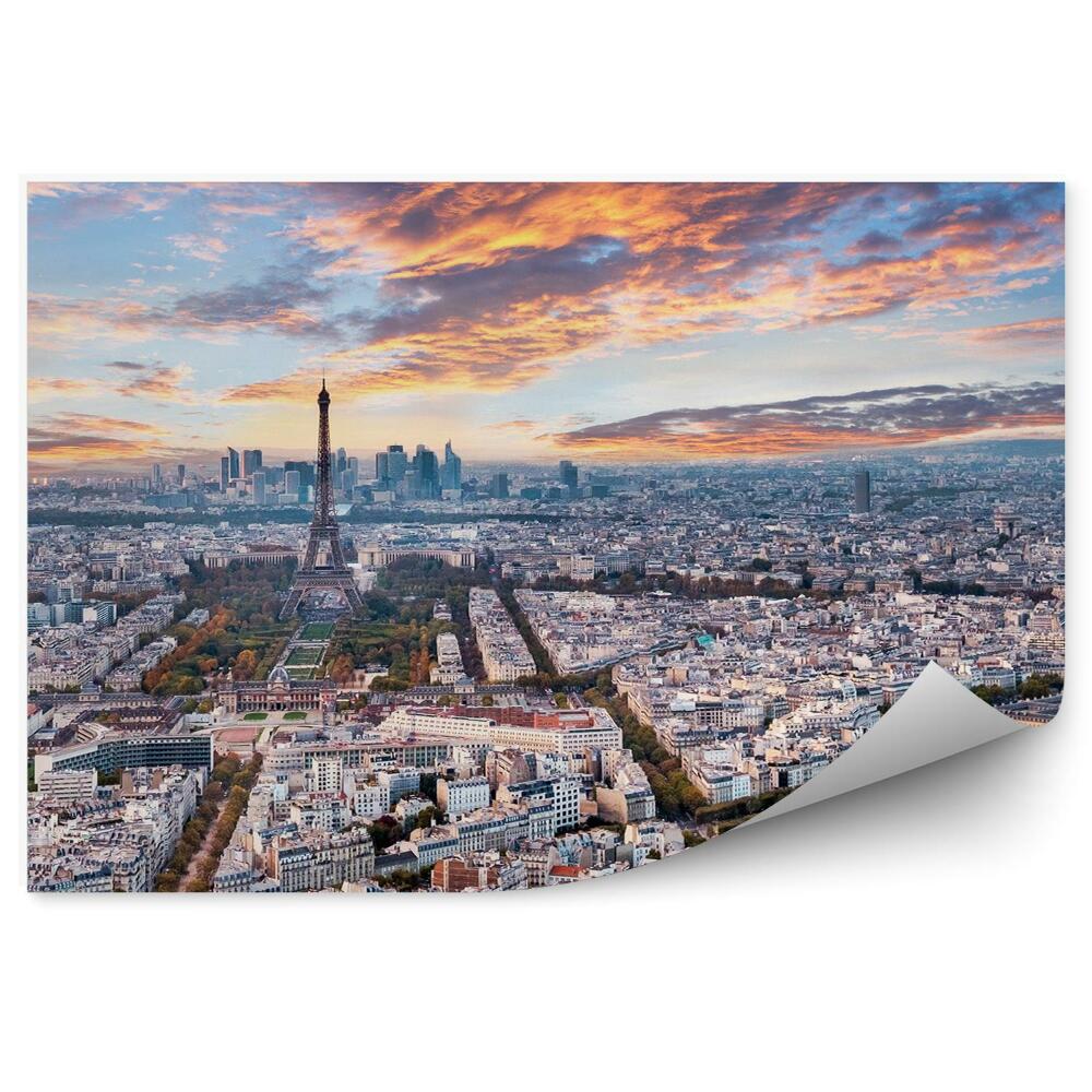 Fototapeta Paryż widok z lotu ptaka miasto budynki zachód słońca chmury