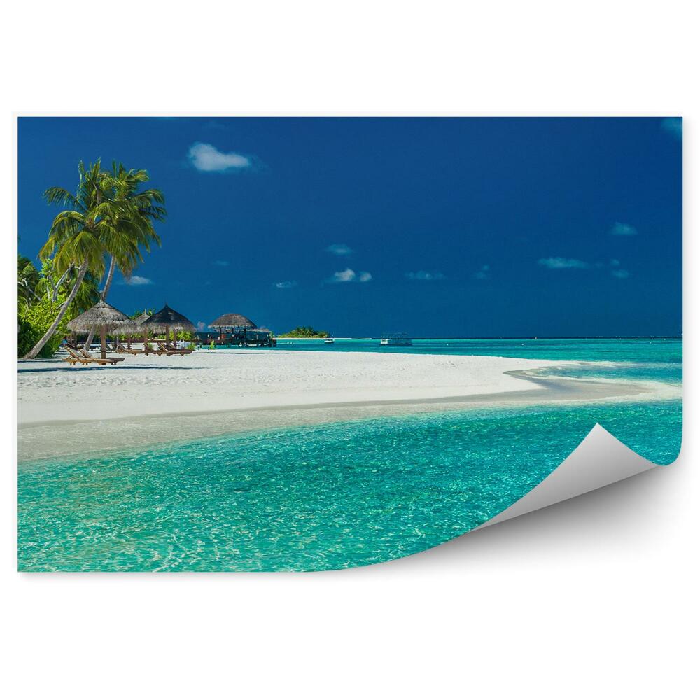 Fototapeta na ścianę Palmy plaża leżaki turystyka lato