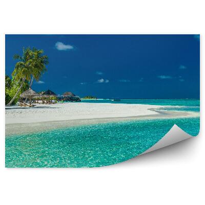 Fototapeta na ścianę Palmy plaża leżaki turystyka lato