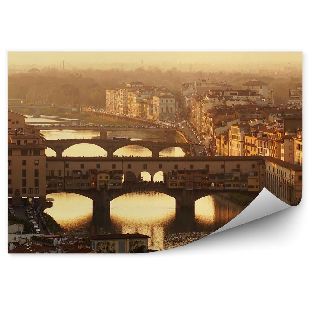 Fototapeta most złotników rzeka budynki niebo Florencja noc światła