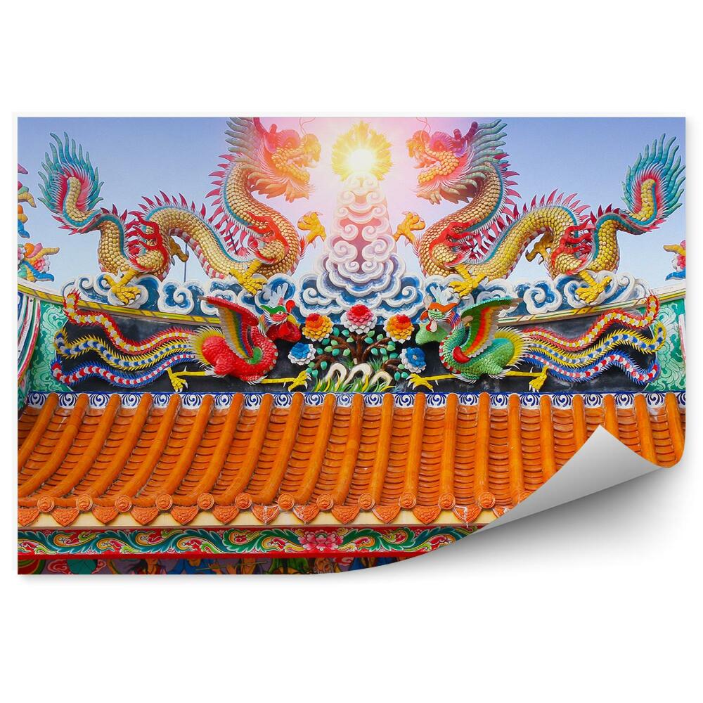 Okleina ścienna Dach świątyni chiny kolory malunki