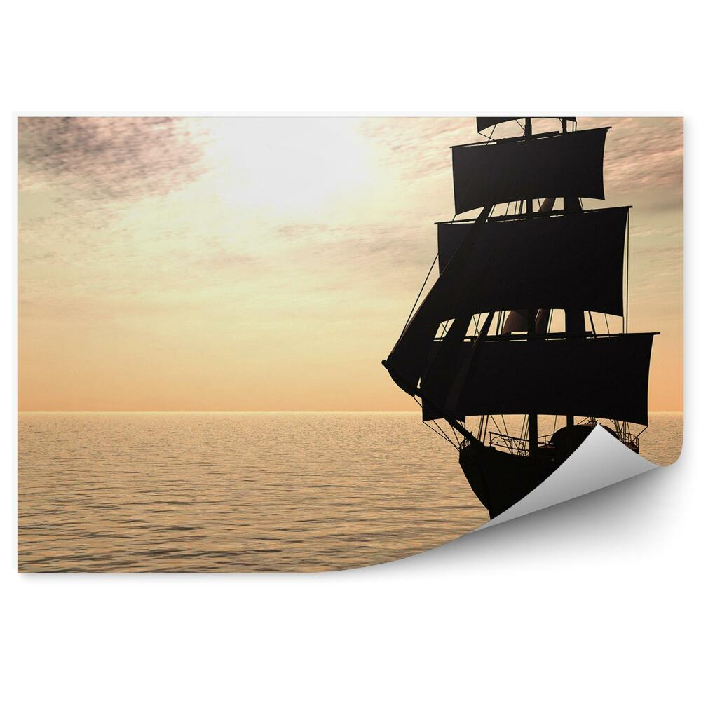 Okleina na ścianę Statek na morzu wchód słońca