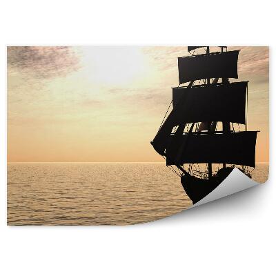 Okleina na ścianę Statek na morzu wchód słońca