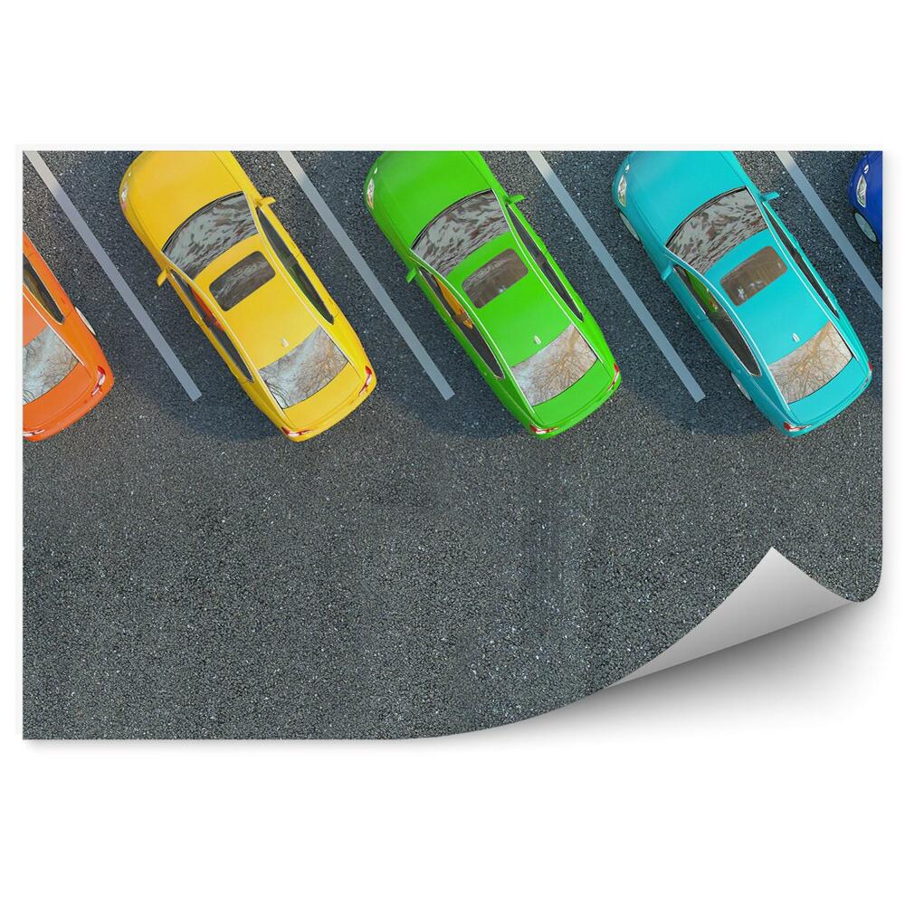 Fototapeta na ścianę Kolorowe samochody na parkingu widok z góry