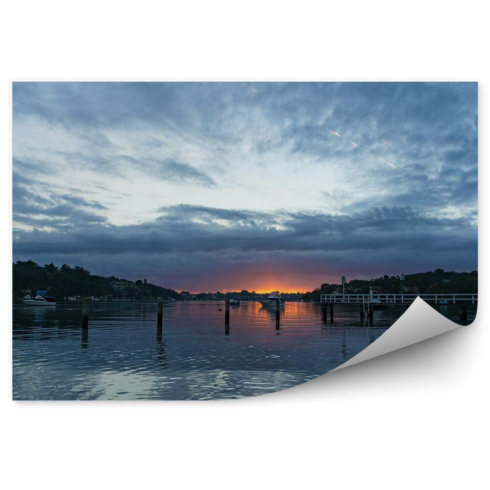 Fototapeta Jachty mosty ocean niebo chmury zachód słońca