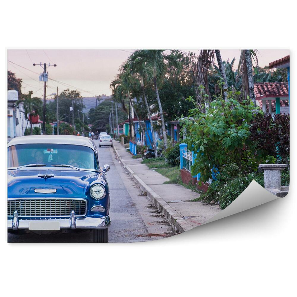 Fototapeta na ścianę Samochód vintage na tle kubańskiej wioski