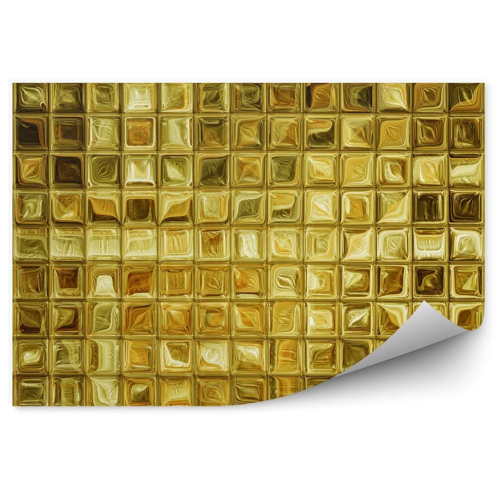 Okleina ścienna Mozaika złoto kwadraty kafelki abstrakcja blask