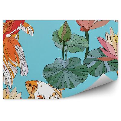 Okleina ścienna Wzór na tapetę ryby i lilie wodne