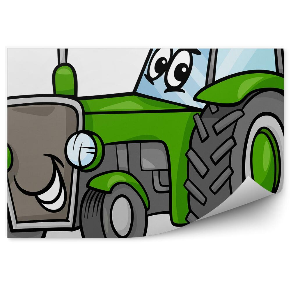 Fototapeta Zielony uśmiechnięty traktor