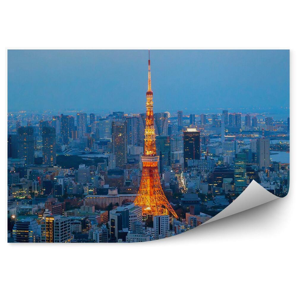 Okleina na ścianę Tokio tower symbol stolicy japonia noc