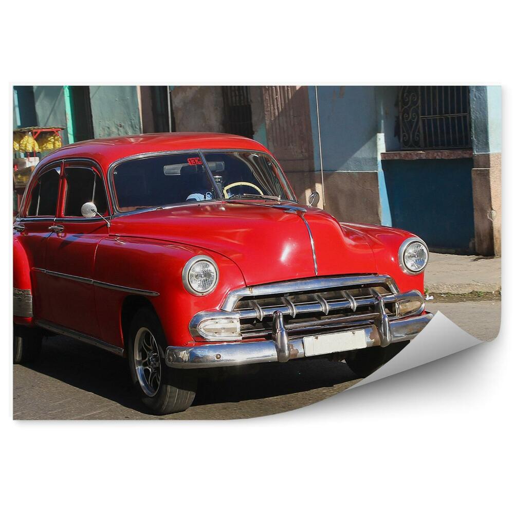 Fototapeta na ścianę Czerwony zabytkowy samochód na ulicy