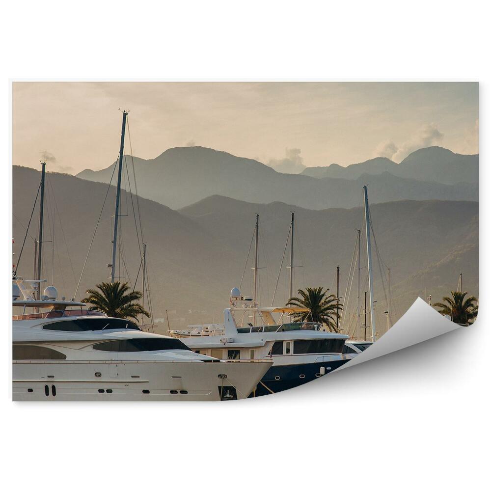 Okleina na ścianę Jachty łodzie adriatyk góry woda palmy