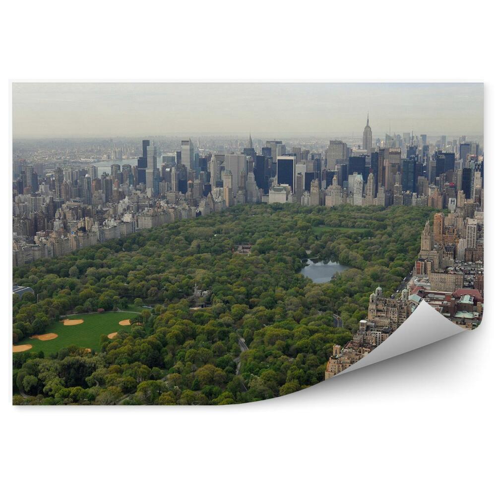 Fototapeta Nowy Jork widok z lotu ptaka budynki drzewa stawy