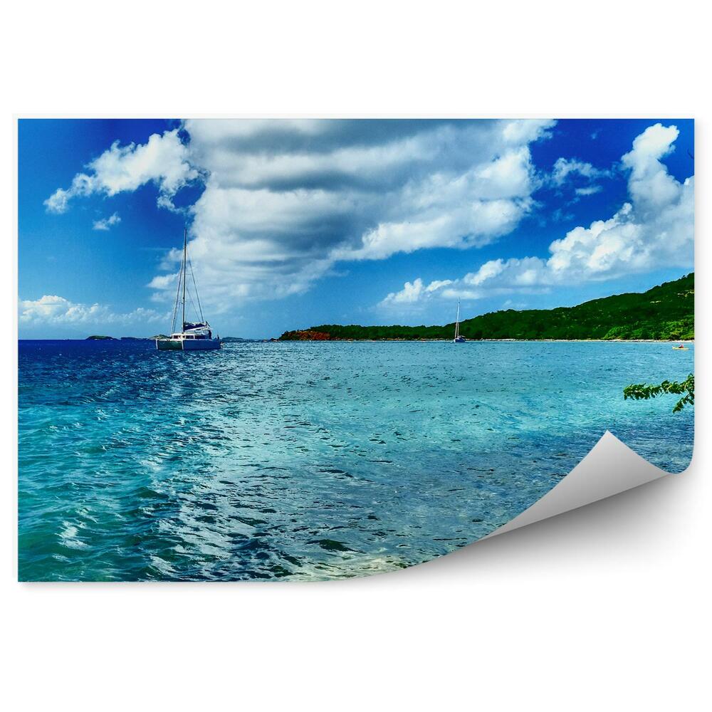 Fototapeta na ścianę Portoryko plaża łodzie błękitna woda zieleń